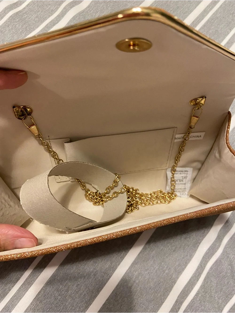 Source Unknown Bronze Glitter Envelope Clutch